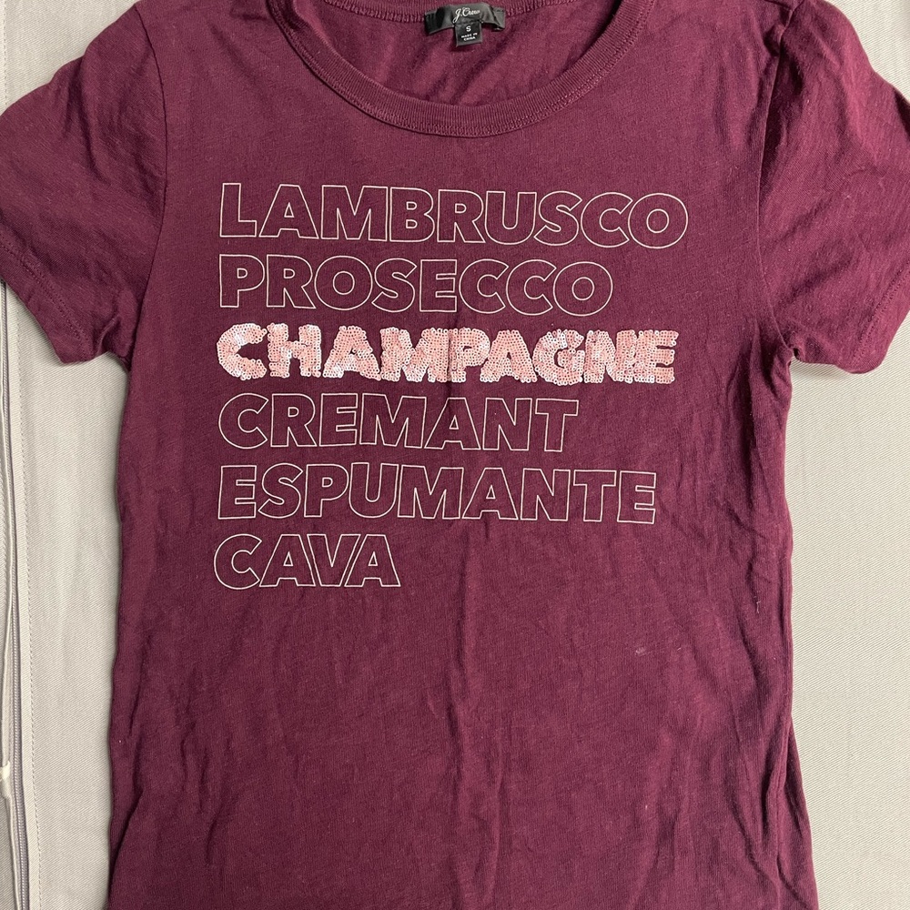 JCrew ‘Champagne’ graphic T with sequins. Worn once; excellent condition.